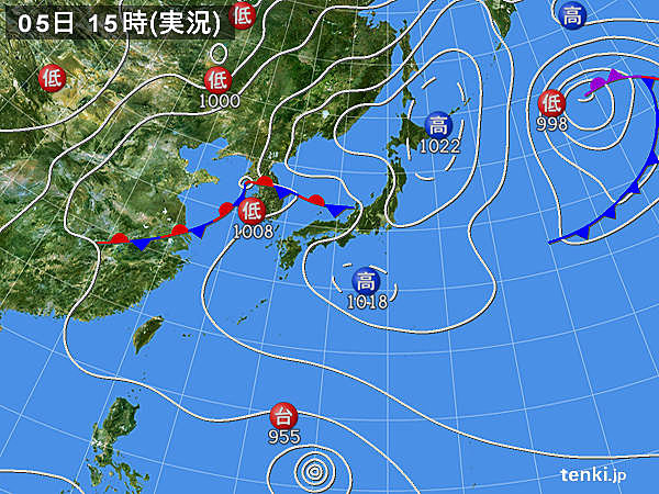 実況天気図(2016年07月05日)