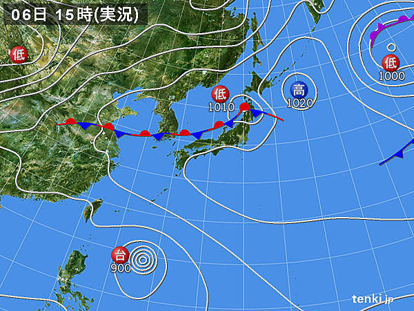 実況天気図(2016年07月06日)