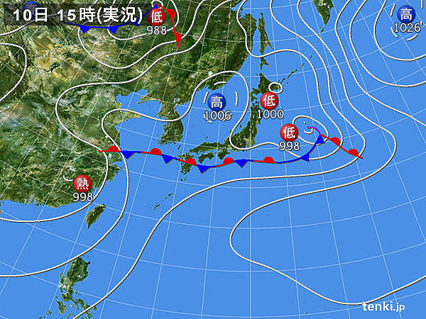 実況天気図(2016年07月10日)