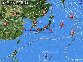 実況天気図(2016年07月13日)