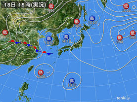 実況天気図(2016年07月18日)