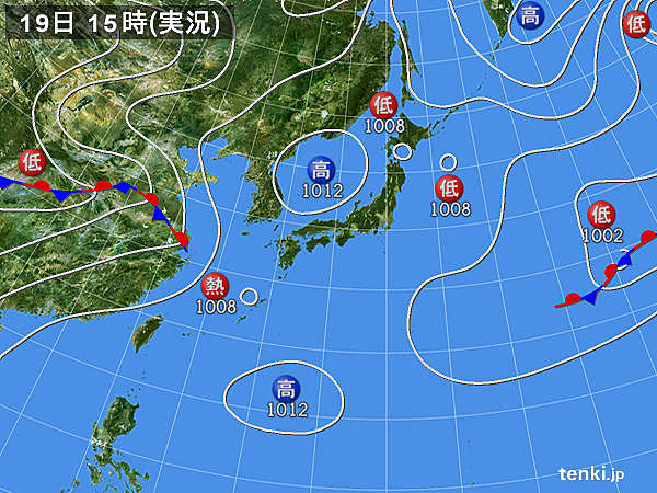 実況天気図(2016年07月19日)