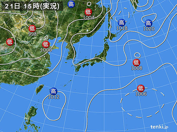 実況天気図(2016年07月21日)