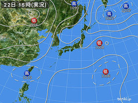 実況天気図(2016年07月22日)