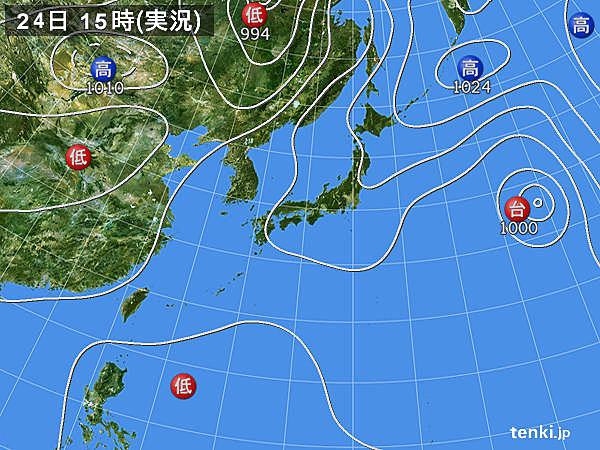 実況天気図(2016年07月24日)