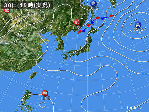 実況天気図(2016年07月30日)