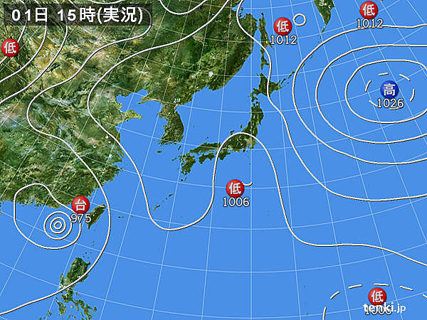 実況天気図(2016年08月01日)