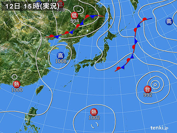 実況天気図(2016年08月12日)