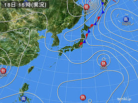 実況天気図(2016年08月18日)