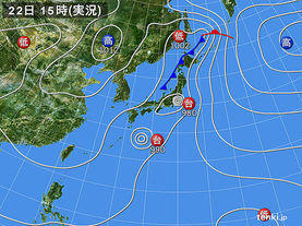 実況天気図(2016年08月22日)