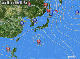 実況天気図(2016年08月23日)