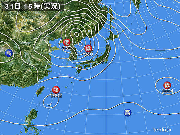 実況天気図(2016年08月31日)
