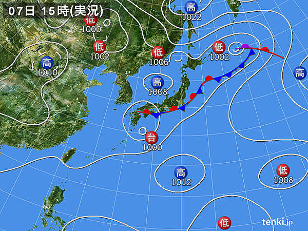 実況天気図(2016年09月07日)