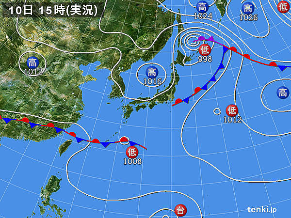 実況天気図(2016年09月10日)