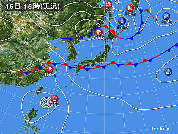実況天気図(2016年09月16日)