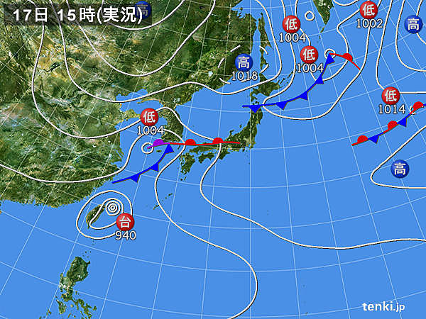 実況天気図(2016年09月17日)