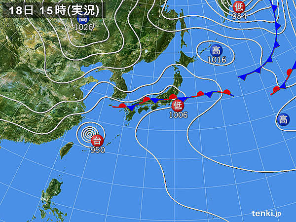 実況天気図(2016年09月18日)