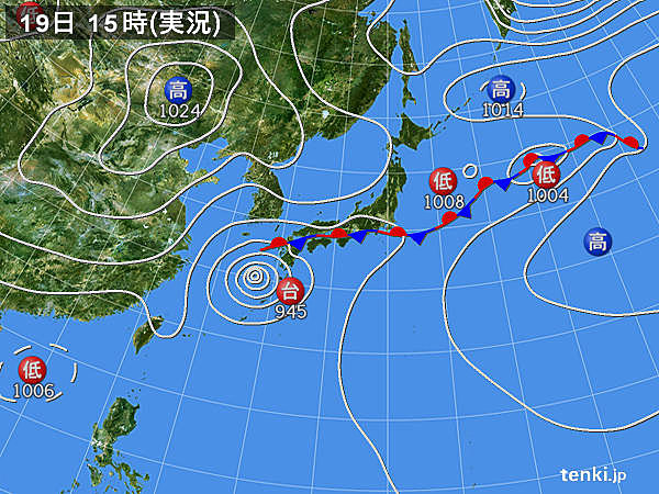 実況天気図(2016年09月19日)