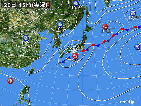 実況天気図(2016年09月20日)
