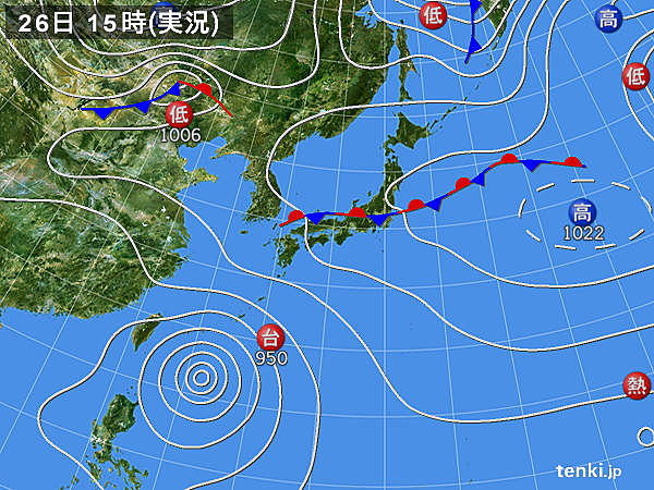 実況天気図(2016年09月26日)