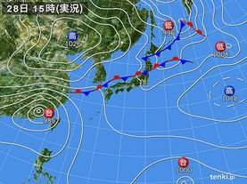 実況天気図(2016年09月28日)