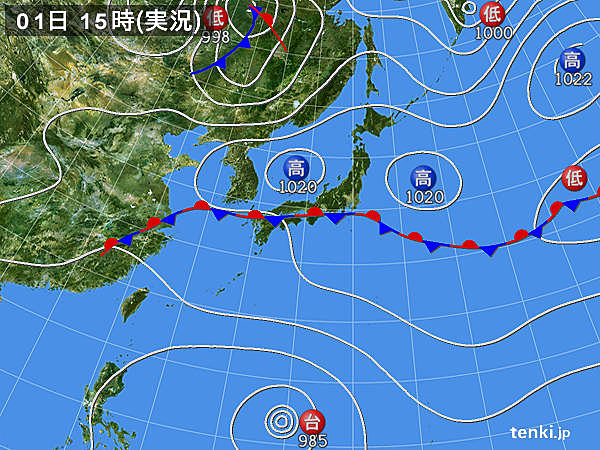 実況天気図(2016年10月01日)