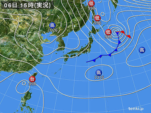 実況天気図(2016年10月06日)