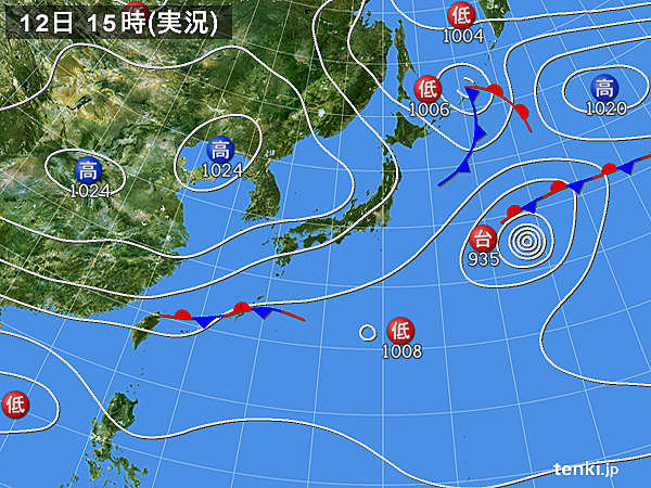 実況天気図(2016年10月12日)