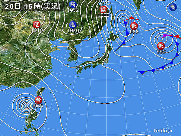 実況天気図(2016年10月20日)