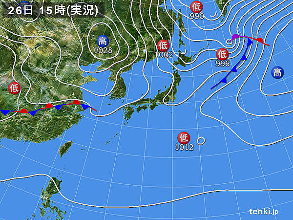 実況天気図(2016年10月26日)