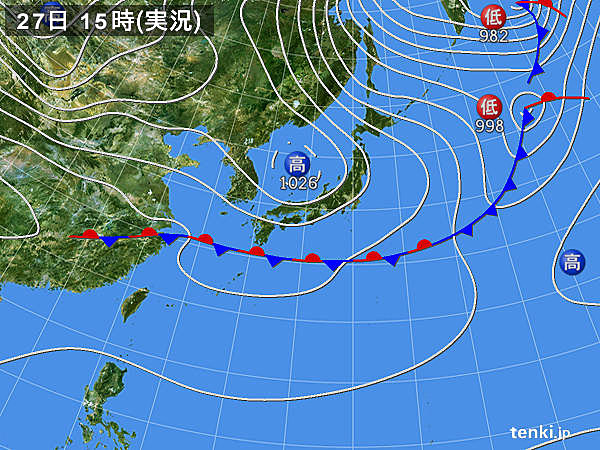 実況天気図(2016年10月27日)