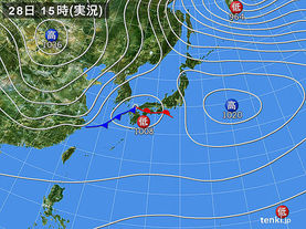 実況天気図(2016年10月28日)