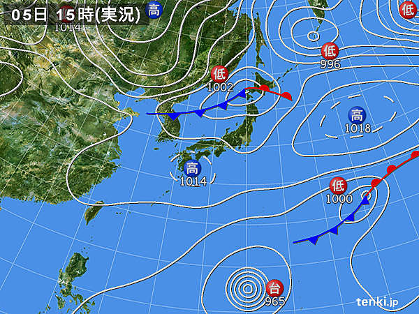 実況天気図(2016年11月05日)