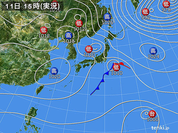 実況天気図(2016年11月11日)