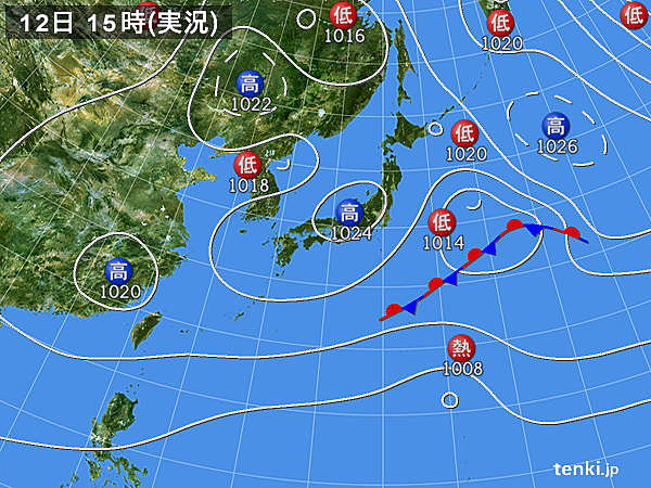 実況天気図(2016年11月12日)
