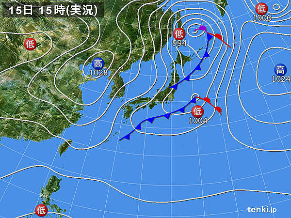 実況天気図(2016年11月15日)