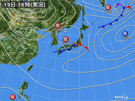 実況天気図(2016年11月19日)