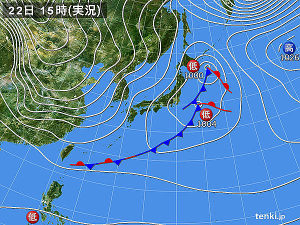 実況天気図(2016年11月22日)