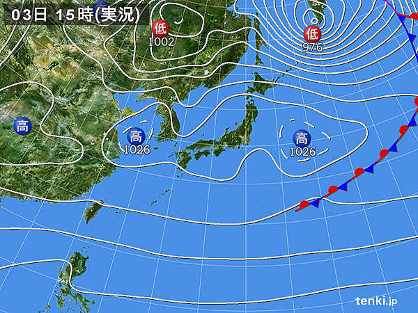 実況天気図(2016年12月03日)