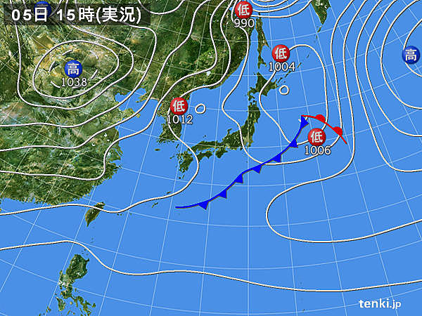 実況天気図(2016年12月05日)