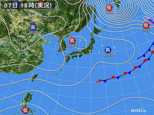 実況天気図(2016年12月07日)