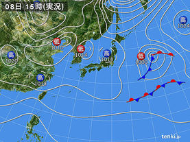 実況天気図(2016年12月08日)