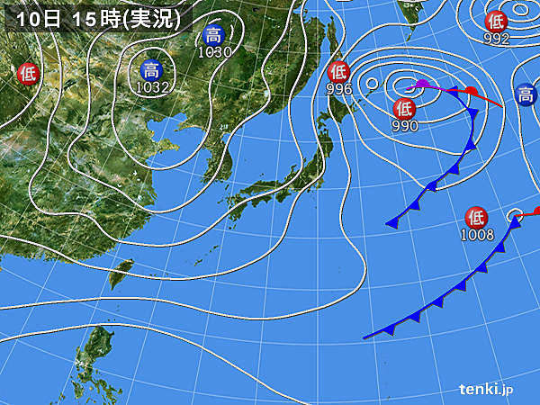 実況天気図(2016年12月10日)
