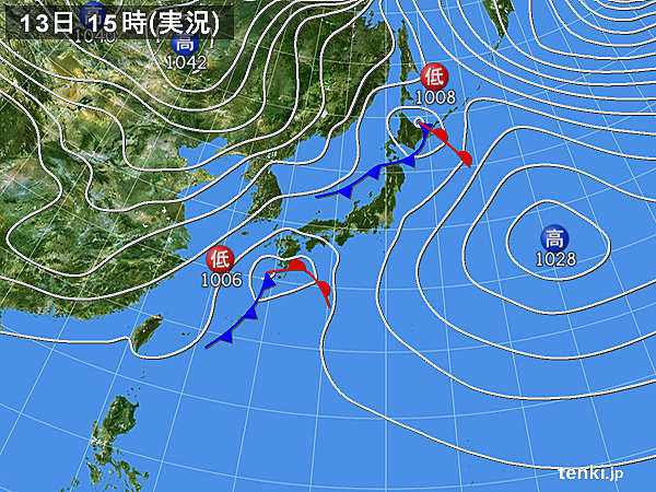 実況天気図(2016年12月13日)