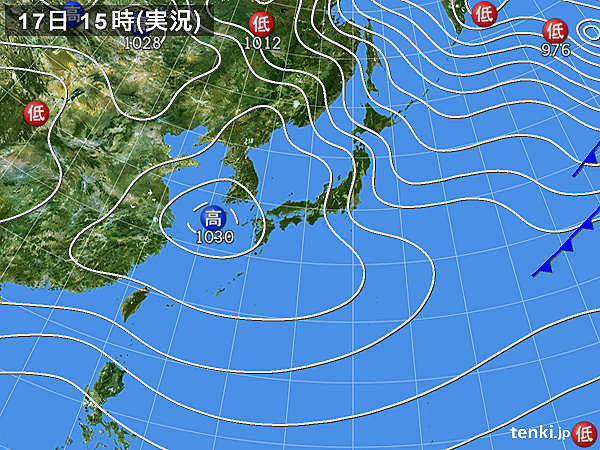 実況天気図(2016年12月17日)