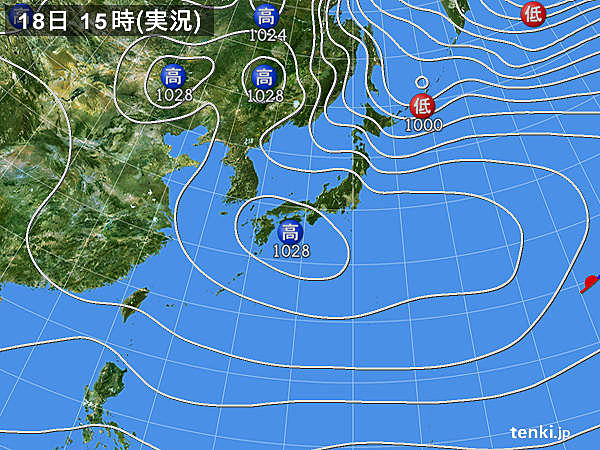 実況天気図(2016年12月18日)