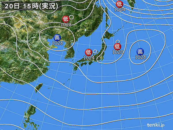 実況天気図(2016年12月20日)