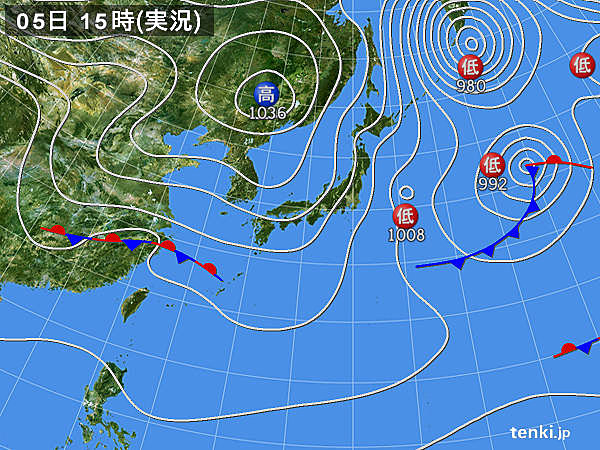 実況天気図(2017年01月05日)