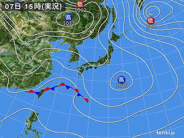 実況天気図(2017年01月07日)