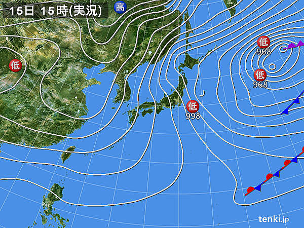 実況天気図(2017年01月15日)